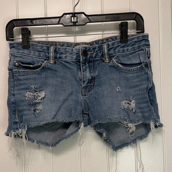 TILT Pants - Tilt Jean Shorts  Blue Distressed Stretch Cut Off Denim Women's Juniors Size 1